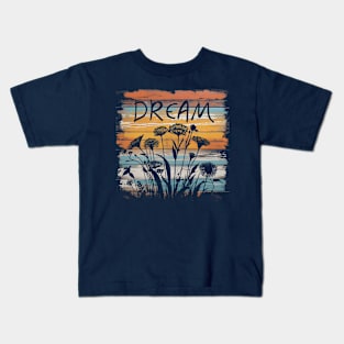 Dream Wildflower Retro Sunset Distressed Inspiration Kids T-Shirt